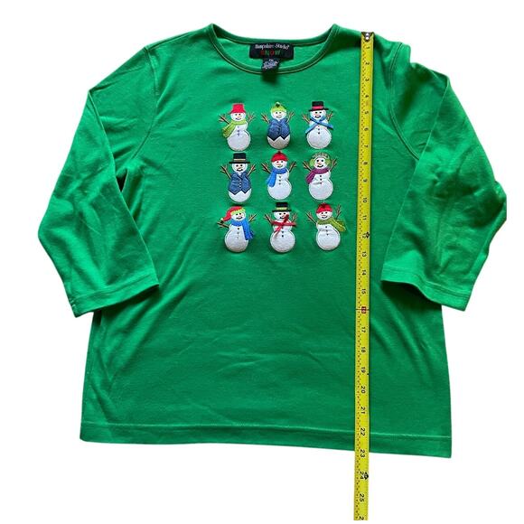 Snowman 3/4 Shirt Hampshire Studio SNOW Holiday Shirt Size Petite Medium - Picture 4 of 6